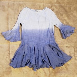 EUC Indigo Souls Kids Ruffle Light Blue To Dark Blue Ombre Ruffle Dress Size 4
